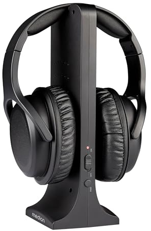 MEDION Funkkopfhörer HS-1 (kabellos, für TV, bis zu 15m Reichweite, mit Ladestation, Over Ear, USB C, MD40006)