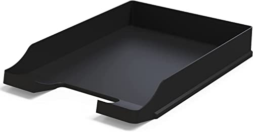 Dokumentenablagen Schwarz A4 - Stapelbarer Schreibtisch-Organisator - Kunststoff-Büroablage - Papierhalter - Postkörbe - 35x25x5,2 cm