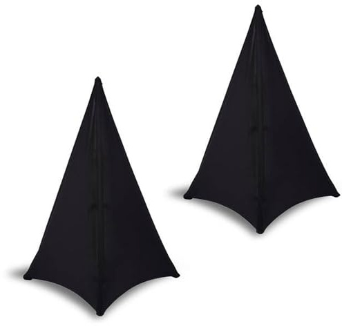 YAGEANNL 2 Sätze Schwarz Stativsegel Lautsprecher Ständer Cover Tripod Stativ Segel für Veranstaltung Effekt Stretch Lautsprecher Abdeckung für Event DJ Bühne