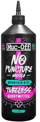 Muc Off No Puncture Hassle Tubeless Sealant Reifendichtmittel, 1 l - Hochwertiges Reifendichtmittel für Schlauchlose Fahrradreifen mit UV-Tracer-Farbstoff, Dichtet Risse und Löcher Bis Zu 6 mm ab