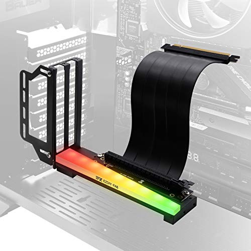 EZDIY-FAB Halterung für vertikale Grafikkarte mit LED ARGB 5 V 3 Pin, GPU-Montage, VGA-Grafikkarte mit PCIE3.0-Riser-Kabel, Schwarz