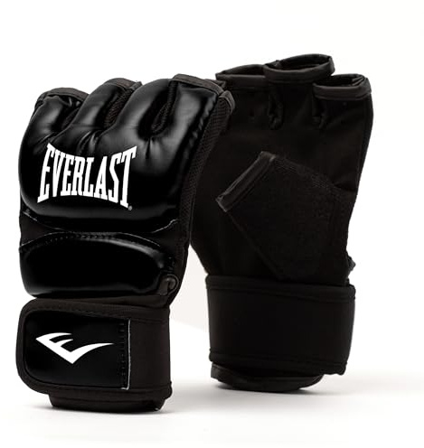 Everlast Core Everstrike MMA-Handschuhe (L), Schwarz – Trainingshandschuhe für Pratzen & Sparring, Flexible Zonen, gepolsterte Knöchel, doppelter Klettverschluss – Original Everlast Ausrüstung