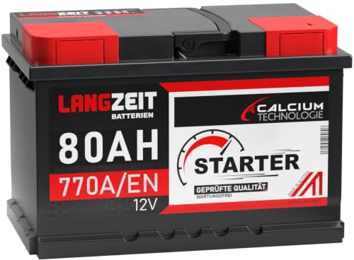 LANGZEIT Autobatterie 80Ah 12v 770A/EN ersetzt Batterie 74Ah 72Ah 75Ah 77Ah