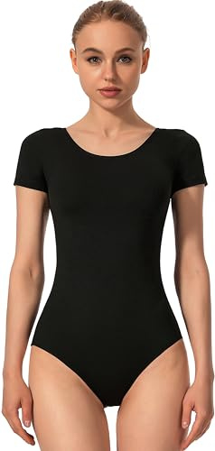 Mulnall Tanztrikot für Damen Ballett Kurzarm Gymnastik Tanzbekleidung Team Basic Erwachsene Gymnastikanzug Trikot Leotard(UK4027-06-M)