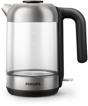 Philips 5000 Series Wasserkocher – 1,7L, Blaues Sensorlicht, 360°-Basis, Mikro-Sieb-Filter, Flaches Heizelement, Abnehmbarer Deckel, Schnelles Aufkochen, Energiesparend, Sicheres Design (HD9339/80)