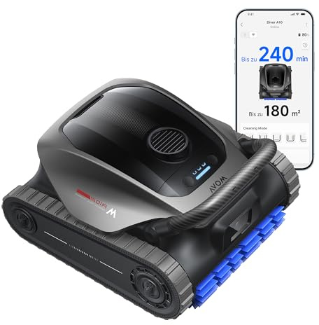 MOVA Diver A10 Poolroboter, 22.700 l/h Saugleistung, 240 Min. Laufzeit, KI Kantenreinigung & Routenplanung, doppelte Wasserlinienreinigung, großer 3,5 l Filterkorb, wöchentliche Zeitplanung