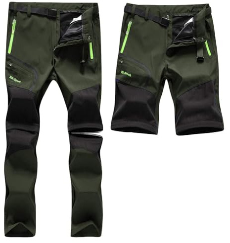 SANMIO Herren Wanderhose Zip Off Atmungsaktiv Wasserdicht Softshellhose Outdoor Funktionshose Trekkinghose Entfernbar Schnell Trockend (mit Gürtel)