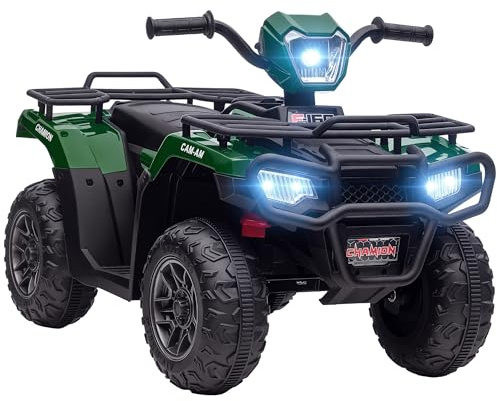 HOMCOM Kinder Quad Elektro 12V Kinderquad mit Vorwärts-, Rückwärtsfunktion, Musik, MP3, LED-Scheinwerfer Elektro-Quad für Kinder 3-5 Jahre Grün