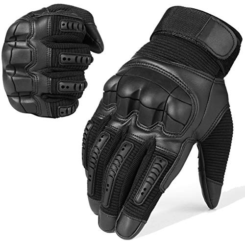 WTACTFUL Motorradhandschuhe Herren Sommer, Atmungsaktiv Motorrad Handschuhe Herr Touchscreen für Taktische Airsoft Paintball Fahrrad einsatzhandschuhe Schwarz L
