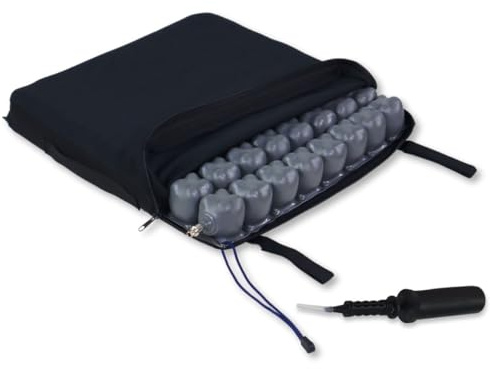 Mobiclinic®, Luftkissen, Druckentlastung und Dekubitusprophylaxe, Ideal für Rollstühle, 40x40x6 cm, Atmungsaktiver und Waschbarer Bezug, Inkl. Pumpe und Reparaturset, Q-AIR