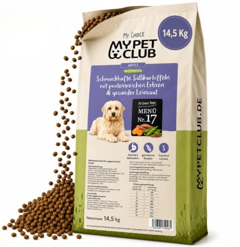 My Pet Club Vegi (1 x 14,5 kg) vegan/vegetarisches Hundefutter mit Süßkartoffel I Sensitiv & Hypoallergen I Alleinfuttermittel für Hunde ab dem 12ten Lebensmonat