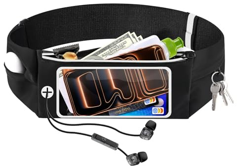 Razobws Laufgürtel für Handy | Wasserdichter Running Belt mit Touchscreen für Laufen, Joggen & Radfahren | Handytasche mit Schlüsselhaken & Kopfhörerloch | Verstellbar, Ultraleicht, bis 6,9 Zoll