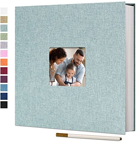 Vienrose Selbstklebende 10x15 Fotoalbum Einkleben und zum Selbstgestalten Groß leinen Photoalbum mit 40 Weißen Seiten,Hochzeit Jahrestag Geburtstag Geschenke mit Einem Kugelschreiber,28x27cm