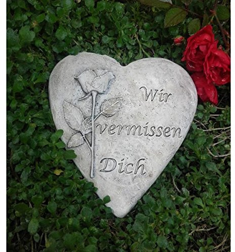 Grabherz Grabengel Spruch - Wir vermissen Dich - Grabschmuck Grabdeko Trauerherz