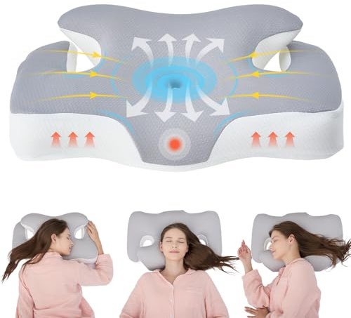 Nackenkissen Kopfkissen Memory Foam Kissen: 60 x 40cm Orthopädisches Kopfkissen mit abnehmbarem Bezug - Nackenstützkissen für Schlafkomfort - Ergonomisches Kissen für Rücken Seiten und Bauchschläfer