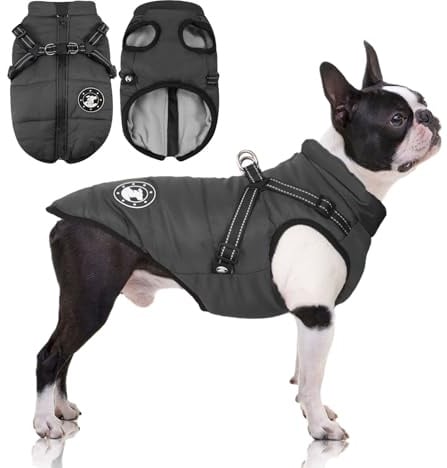 LUOWAN Hundemantel für kleine Hunde, Hundemantel mit Geschirr, Reflektierende Outdoor-Hundeweste, Winter Hundejacke für Katzen, Welpen, kleine, mittlere Hunde