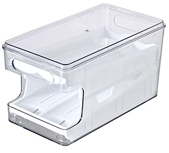 G-LIKE Kühlschrank Aufbewahrungsbox Eierbox Rutschbahn – Stapelbar Stoßfest Eierhalter Organizer mit Rutsche Doppelbahnen Küche Eier Ordnungssystem Kunststoff Frischhaltebox Eierablage (Weiß)