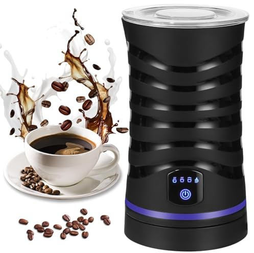 Milchaufschäumer Elektrisch 4-in-1 Milchschäumer für Heißer und Kalter Milcherwärmung Antihaftbeschichtung Automatische Abschaltung, Milchschaum für Kaffee, Milch