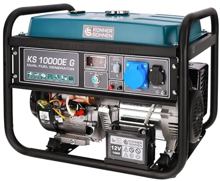 Könner&Söhnen 10000E G Stromerzeuger Benzin-LPG 7500 W, Notstromaggregat | Generator Hybrid 4-Takt, 1x16A 1x32A generatoren Gas/benzin mit automatischem Spannungsregler 230V, E-Start, Digitale Anzeige