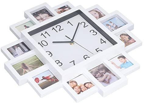 Qcwwy Waagen Uhren Uhren Wanduhren Radios Einzigartige Hängende Fotouhr Batterie Betriebene Dekorationsuhr Bilderrahmen Wanduhr für Schlafzimmer Wohnzimmer Büro Foto Foto