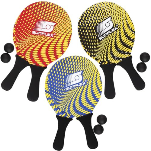 Sunflex® Neopren Beachball Set Splash mit Zwei Schlägern und Zwei Bällen in blau | weich und leicht | extrem robust und wasserfest