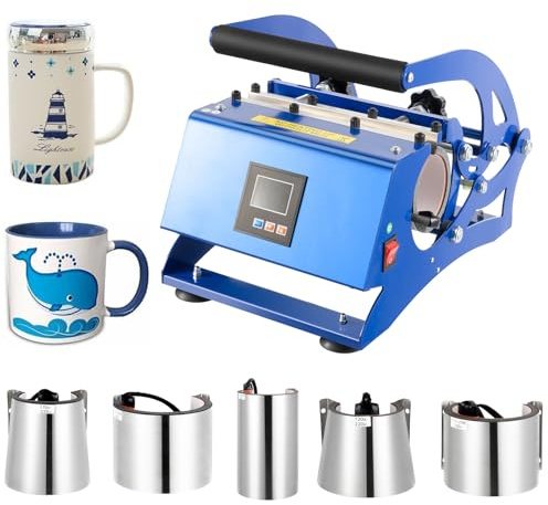 Tassenpresse Mug Sublimationspresse 8-30OZ 600W - 200 ℃ Heisspresse Hitzepresse mit 6 Untersetzer Transferpresse Tassen Bedrucken Multifunktionale Sublimations-Drucker Becherdruckmaschine