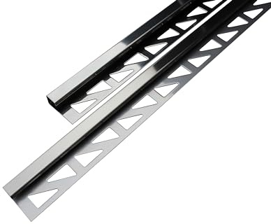 10x Edelstahlschiene Quadratprofil glänzend Fliesenschiene Fliesenprofil L 250cm V2A (Höhe 11mm)