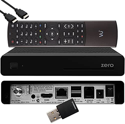 VU+ Zero HW V2 FHD Sat-Receiver DVB-S2+300Mbit WiFi, EasyMouse HDMI schwarz | LinuxOS, PVR Aufnahmefunktion, Kartenleser, Multi-Room Client, Media Player, USB, YouTube, DVB-S2 Sat Tuner, 12V-Betrieb