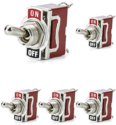 QWORK® 5 Stück Hochleistungs Kupfer Kippschalter Toggle Switch SPST 2 Terminal Pin EIN/AUS 20A 125V / 15A 250V zum Auto KFZ LKW Boot