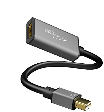 KabelDirekt – Mini DisplayPort (Mini DP) auf HDMI Adapter – 0,15m (maximale Auflösung 4K/60Hz, 24k vergoldete Kontakte, für PC, iMAC, MacBook Pro, MacBook Air, Space Grey) – PRO Series