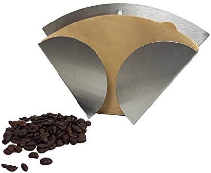 Gravidus Kaffeefilterhalter Edelstahl Filtertütenhalter Filtertütenbehälter Kaffee Filter Größe 4 - Serviettengestell Serviettenhalter - Zum Aufhängen an der Wand oder Stehend verwendbar