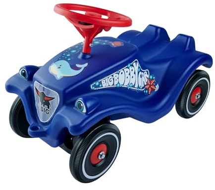 BIG-Bobby-Car Classic Ocean - Kinderfahrzeug mit Aufklebern in Ozean Design, für Jungen und Mädchen, belastbar bis zu 50 kg, Rutschfahrzeug für Kinder ab 1 Jahr, blau, Vlau