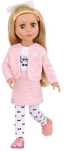 Glitter Girls - Fifer - 36 cm Bewegliche Modepuppe - Blondes Haar & grüne Augen - Rosa Strickjacke & Rock - Outfit mit Katzenthema - 3 Jahre +
