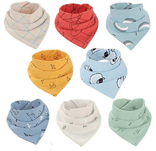 atopo 8 Stück Baby Lätzchen Baumwolle Bandana-Lätzchen Dreieckstücher Weich und saugfähig Speicheltuch für Babys, Kleinkinder und Neugeborene Jungen