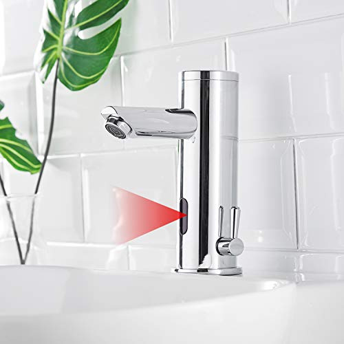 AIMADI Infrarot Sensor Wasserhahn Automatisch Mischbatterie Induktion Badarmatur Waschtisharmatur Handwaschbecken Chrom