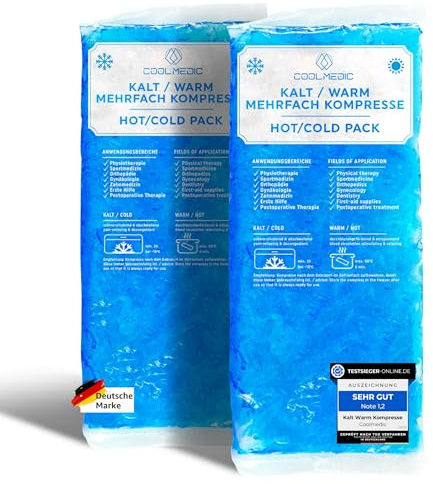 2X Premium Kühlpad Kühlkompresse | XXL Kalt Warm Kompresse 29x12cm | Mehrfach-Kompresse Kühlpads Gel als Kühlkissen Kaltkompresse z. Kühlen von Schmerzen f. Kinder & Erwachsene Blau