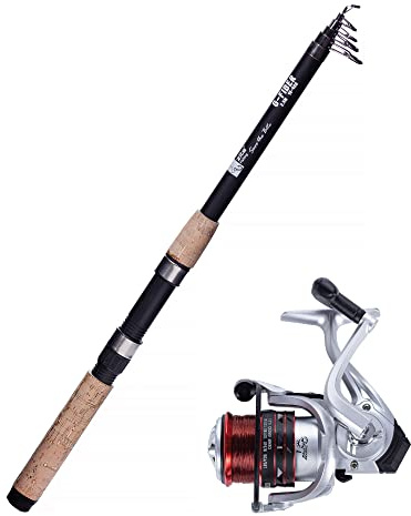 Zite Fishing Angelset Allround - Karpfen Aal Teleskoprute 270cm 30-80g | +Angelrolle mit 2 Aluspulen mit Schnur Bespult, Optimales Angel Set, Angelzubehör Set Angelausrüstung Angel Sachen Angler