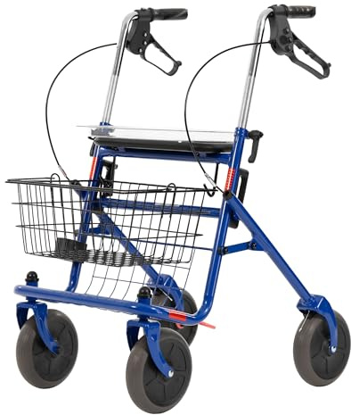 REHASHOP Rollator Vita - inkl. Korb, Tablett, Stockhalter und Pannensichere PU Bereifung