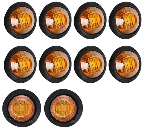 10 Stück 3/4" Seitenmarkierungsleuchten 12V LED, Positionsleuchten Led, 12V/24V Wasserdichte Positionsleuchten mit LED für Auto, Lkw, Wohnmobil, Anhänger, Boot, für Fahrzeugbeleuchtung, Warnung, Gelb