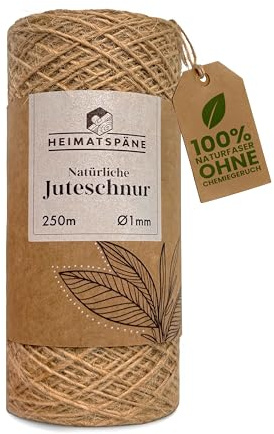 Heimatspäne Juteschnur 250m – Reißfestes Naturgarn für Basteln, Garten und als stabile Paketschnur