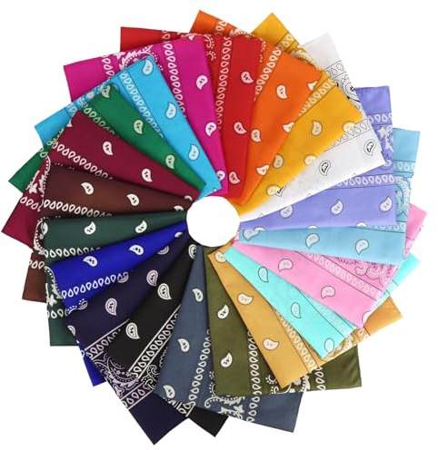 Chalier Cmfort Bandana Damen Herren Nickitücher Kopftuch Paisley Muster Mischfarben Bandana MultifunKopftuch，20 Pack