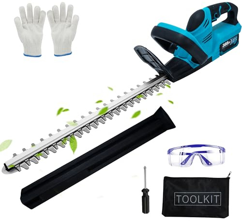Heckenschere Akku für Makita Akku 18V, 500W Heckenschere Elektrisch, 51 cm Schnittlänge,15 mm Zahnabstand, Dual Schnittklingen (Blau Ohne Batterie)