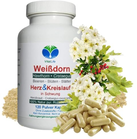 WEISSDORN Weißdorn 120 Kapseln HERZKRAUT, HERZ- & KREISLAUF in Schwung. NATUR pur. Weißdornbeeren & Weißdornblätter & Weißdornblüten. OHNE ZUSATZSTOFFE. 27100-120