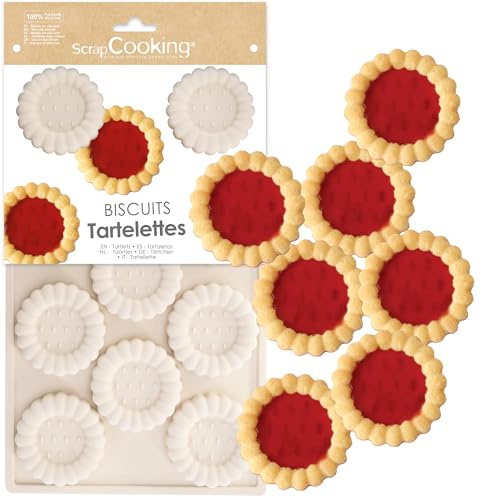 ScrapCooking - Silikonform für 11 Tartelettes - Backform für Kekse & Mini-Törtchen - Für Ofen & Gefrierfach geeignet - Flexibles Backzubehör für Kinder - Mit Erdbeer-Tartlets-Rezept - 3183