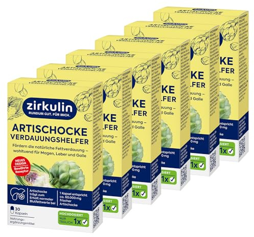 Zirkulin Artischocke Verdauungshelfer 180 Kapseln - 60.000mg pro Kapsel- Hochdosiert - effektive Unterstützung der natürlichen Fettverdauung - wohltuend für Magen, Leber und Galle