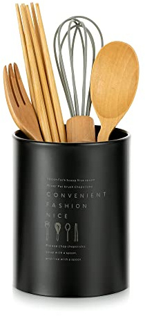 Küchenutensilienhalter Besteckkorb Besteckhalter Utensilienhalter Küche: Küchenhelfer Set Edelstahl Schwarz Vintage Nordischen Stil Langlebiger Küchenutensilien Behälter mit Matter Oberfläche