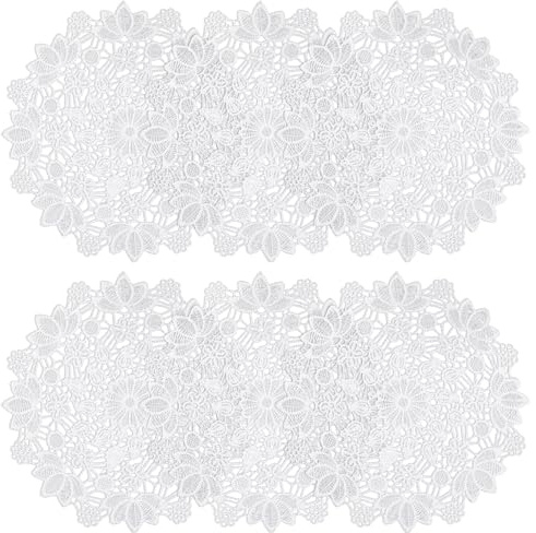 Jeffdad 6 Stück Kleine Handgehäkelte Deckchen, 6 Zoll Runde Spitze Untersetzer Tischmatte Rund Tischset Kleine Häkeln Tischläufer Baumwolle Placemat Tischdecke für Partydekoration (Weiß)