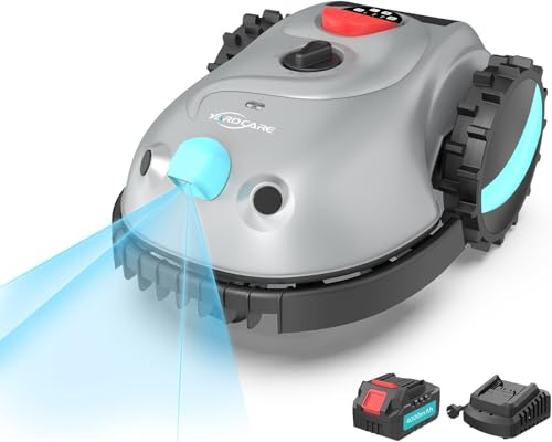 YARDCARE V100 Mähroboter ohne Begrenzungskabel, mit Vision Navigation, 150 Hinderniserkennung, Rasenroboter bis zu 150 m², Akku Rasenmäher Roboter mit Graskamm, Ersatzklingen, Spiral- & Punktschnitt