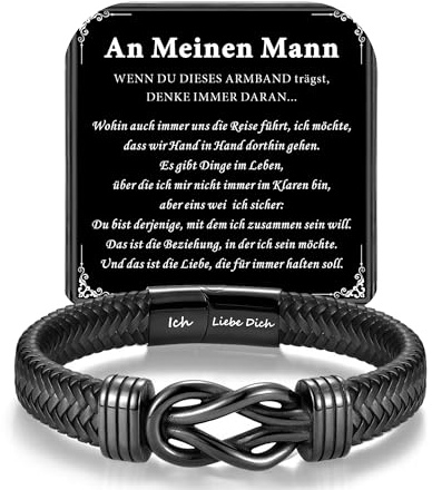 HAYOUWAY Geschenke für Männer, Lederarmband Herren mit Gravur Herren Armband Geschenk für Papa Mann Ehemann Freund Sohn Teenager Jungen Geburtstag Weihnachten Vatertag Valentinstag Jahrestag Geschenk