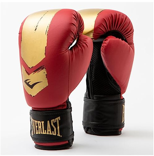 Everlast Prospect 2 8oz Kinder Boxhandschuhe (8–12 Jahre) Rot/Gold für Sandsack & Pratzen, weiches Innenfutter, Klettverschluss, belüftete Handflächen – Authentische Everlast Ausrüstung
